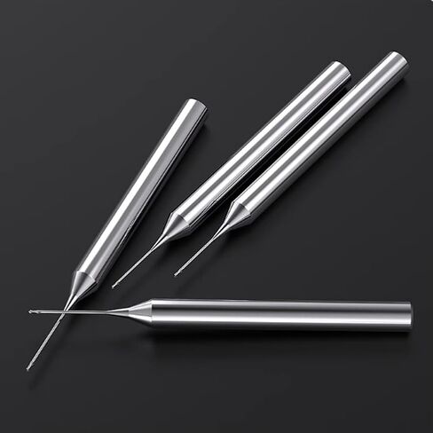 3pcs 0.15mm-0.4mm Tungsten Steel Ball Nose 2 Flutes End Mills Micro-Diameter Carbide End Mill High Precision Engraving Milling Cutter CNC Router Bits for PCB Machine Aluminum (R0.35x6xD4x50) in Kuwait
