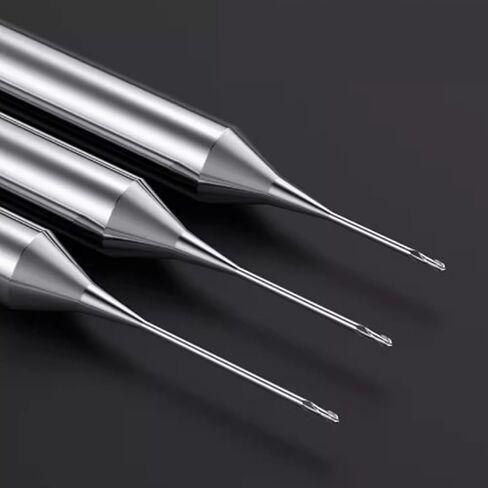 3pcs 0.15mm-0.4mm Tungsten Steel Ball Nose 2 Flutes End Mills Micro-Diameter Carbide End Mill High Precision Engraving Milling Cutter CNC Router Bits for PCB Machine Aluminum (R0.35x6xD4x50) in Kuwait