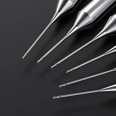 3pcs 0.15mm-0.4mm Tungsten Steel Ball Nose 2 Flutes End Mills Micro-Diameter Carbide End Mill High Precision Engraving Milling Cutter CNC Router Bits for PCB Machine Aluminum (R0.35x6xD4x50) in Kuwait