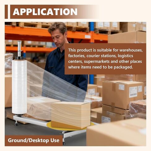 Manual Table Stretch Film Dispenser Wrapping Machine with 15-inch Iron Turntable for 12-20" Stretch Wrap Rolls, Manual Pallet Wrapper Bench for Small Business Packaging, Shipping & Warehousing in Kuwait
