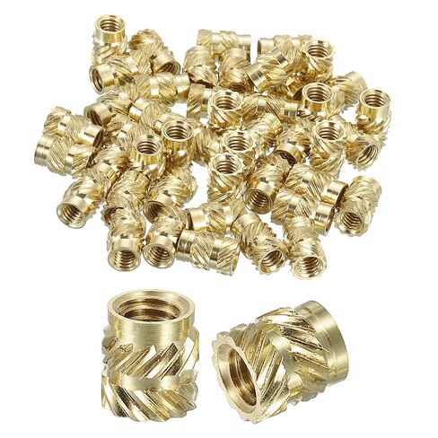 Knurled Insert Nuts, 50pcs M4x6.5mm Lx6mm OD 3D Printing Brass Nuts Threaded Inserts Brass Heat Set Insert Embedment Nuts in Kuwait