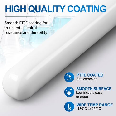 4 قطع من قضبان التحريك المغناطيسية المطلية بمادة PTFE من Qunclay، 80 مم × 10 مم (3.15 بوصة × 0.39 بوصة) قضبان تحريك أسطوانية، قضبان تحريك مختبرية بيضاء للنمام المغناطيسي، خلط كيميائي، تجارب علمية in Kuwait