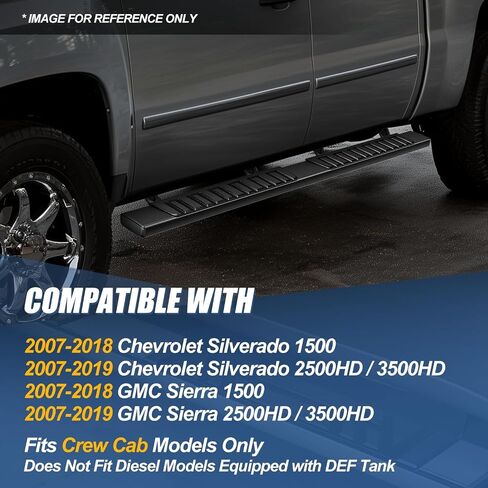 لوحات تشغيل Auto Dynasty مقاس 6 بوصات تصميم قابل للسحب وقابل للتعديل متوافق مع 2007-2019 Chevy Silverado/GMC Sierra 1500 2500HD 3500HD كابينة ممتدة وطاقم، خطوات جانبية من الفولاذ المقاوم للصدأ، مصقولة in Kuwait