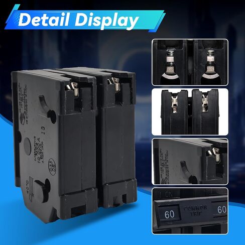 HOM260 60-Amp 2-Pole Circuit Breaker - Compatible with Most Load Centers, CSEDs, and SD HOM Load Centers, Rated 120/240 VAC, 10kA, Plug-in Mount, Visi-Trip Indicator in Kuwait