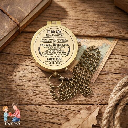 Compass Gift for Mom/Dad, Vintage Engraved Pocket Compass Customized Gifts for Women/Men, Boy, Girl, Son, Daughter, Grandson & Granddaughter, Baptism 2026 Communion Christian Luxury Gift, Anniversary in Kuwait