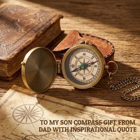 Compass Gift for Mom/Dad, Vintage Engraved Pocket Compass Customized Gifts for Women/Men, Boy, Girl, Son, Daughter, Grandson & Granddaughter, Baptism 2026 Communion Christian Luxury Gift, Anniversary in Kuwait