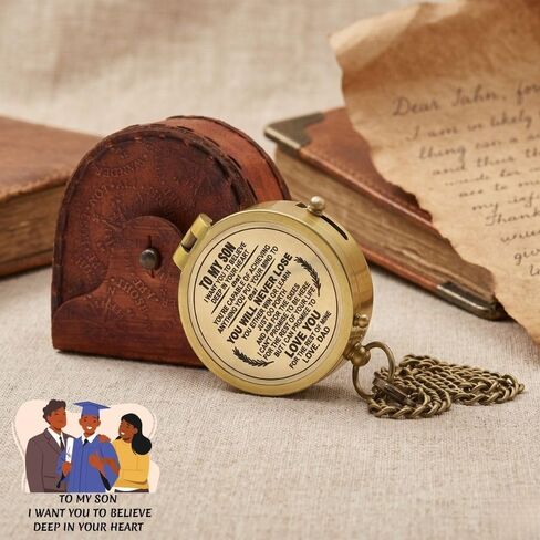 Compass Gift for Mom/Dad, Vintage Engraved Pocket Compass Customized Gifts for Women/Men, Boy, Girl, Son, Daughter, Grandson & Granddaughter, Baptism 2026 Communion Christian Luxury Gift, Anniversary in Kuwait