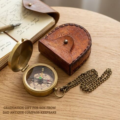 Compass Gift for Mom/Dad, Vintage Engraved Pocket Compass Customized Gifts for Women/Men, Boy, Girl, Son, Daughter, Grandson & Granddaughter, Baptism 2026 Communion Christian Luxury Gift, Anniversary in Kuwait