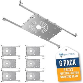 OHLECTRIC 6 Pack – New Construction Mounting Plate – Muti-Size 2/3/3.75/4/5/6 Inch – Easy Cutout Adjustable Hole Size & Bars - Made of Galvanized Steel Recessed LED Rough in Plate/Bracket in Saudi Arabia