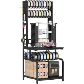 3D Printer Stand with Filament Storage,3D Printer Table with Power Outlets,Sturdy Double-Layer 3D Printer Workstation,for Workshop,Studio,Home Office and 3D Printing Enthusiasts,Carbon Fiber in Kuwait