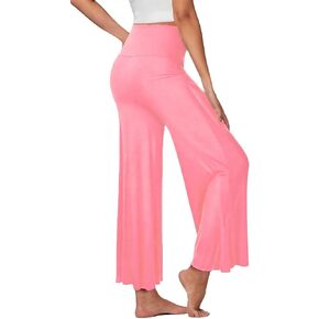 Womens Summer Wide Leg Flowy Palazzo Pants High Waist Loose Yoga Trousers Casual Lounge Pants with Pockets in Kuwait