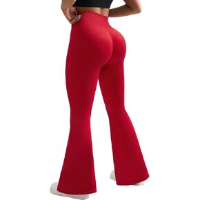 OMKAGI Butt Lifting Flare Leggings for Women Tummy Control Wide Leg Flared Yoga Pants in Kuwait