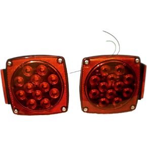 LED Box Red Brake Stop Turn Tail for Boat Trailer Under 80 w/Wire Leads | 2 pcs ,Part#: J-24245 + J-24245L, NOT female plugins, RV Camper Left and Right LED Red Light with Red Lens in Kuwait