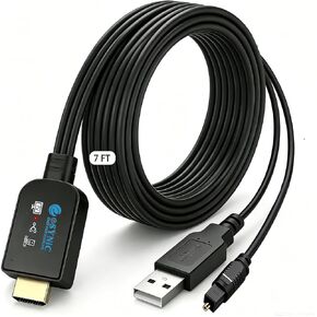eSynic Professional 192KHZ eARC إلى محول الصوت البصري - تصميم كابل مدمج بطول 6.6 قدم - مستخرج صوت ARC - التوصيل والتشغيل - تنسيقات Dolby5.1 وDTS 5.1 - من منافذ HDTV ARC/eARC إلى مكبرات الصوت الضوئية in Kuwait
