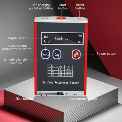 Roughness Tester, Surface Roughness Test Device, Measuring Range Ra/rq 0.05~15.0 Μm, Rz/rt 0.1~50.0 Μm, High Accuracy 0.01 Μm, for Surfaces Profile Gauging in Kuwait