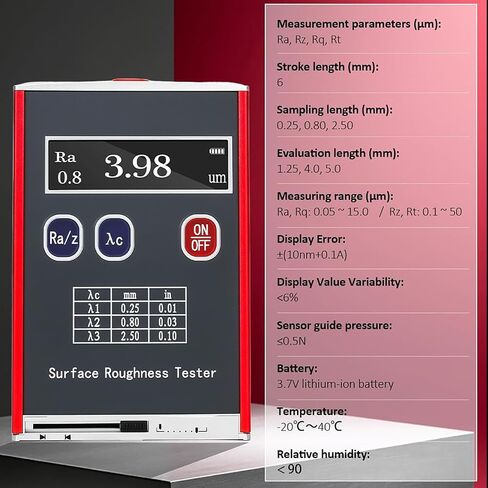 Roughness Tester, Surface Roughness Test Device, Measuring Range Ra/rq 0.05~15.0 Μm, Rz/rt 0.1~50.0 Μm, High Accuracy 0.01 Μm, for Surfaces Profile Gauging in Kuwait
