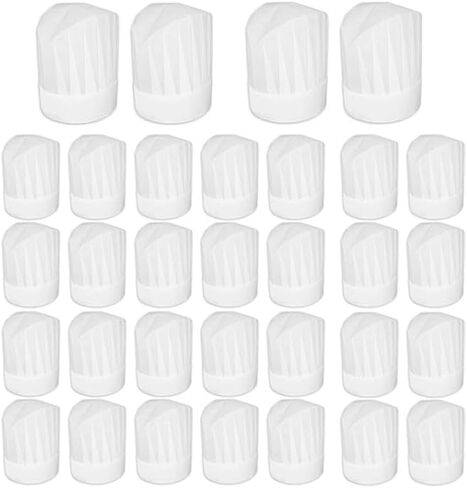 32 Pack Chef Hats for Kids,Disposable Paper Chefs Hat Bulk,Adjustable DIY Kids Chef Capfor Baking, Cooking, Activity, Pizza Party White in Kuwait