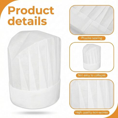 32 Pack Chef Hats for Kids,Disposable Paper Chefs Hat Bulk,Adjustable DIY Kids Chef Capfor Baking, Cooking, Activity, Pizza Party White in Kuwait