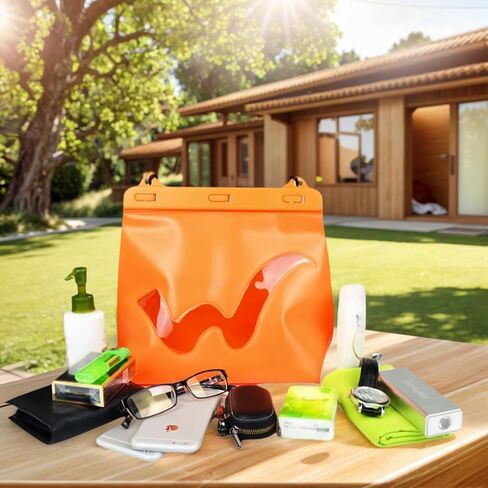 Medium Waterproof PVC Outdoor Bag, Orange, 7.48 x 7.87 x 3.74 inches in Kuwait