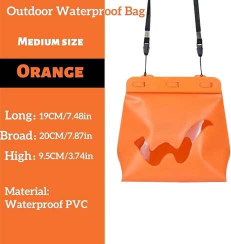 Medium Waterproof PVC Outdoor Bag, Orange, 7.48 x 7.87 x 3.74 inches in Kuwait