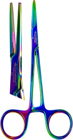 3 German Multi Color Rainbow Titanium Lister Bandage Scissors 5.5 Inch Plus Hemostat Straight Plus Hemostat Curved Cynamed in Kuwait