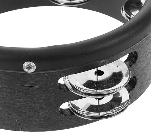 HANABASS Drum Set Cymbal Mountable Tambourine Bell 6-inch Black Wood Frame Percussion Instrument for Music Performance and Drum Kit Accessory in Kuwait