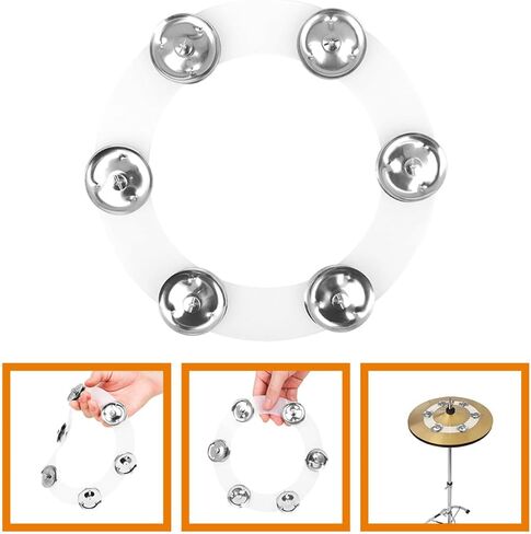Double-row Silicone Cymbal Jingles Set with 6 Silver Bells for Drum Hi-hat Stand Percussion Tambourine Replacement Accessories in Kuwait