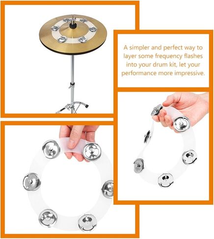 UPKOCH Hi-hat Tambourine Double Row 6 Jingles Silver Silicone Hi-hat Bell Cymbal Replacement Accessory for Drum Set Percussion Players in Kuwait