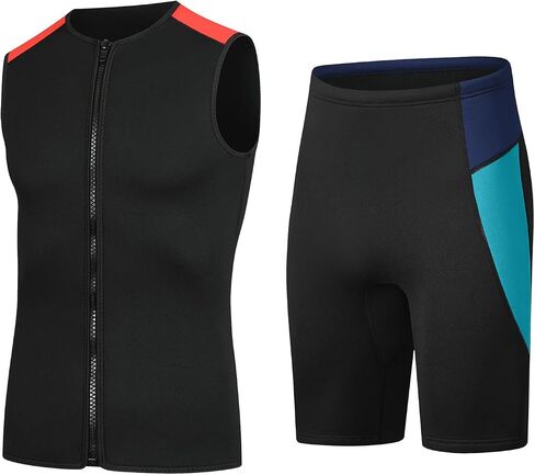 3mm Neoprene Wetsuit Shorts Vest Set, Diving Snorkeling Surfing Thermal Swimsuit for Men Women, with Lightweight Neoprene and Sun Protection in Kuwait