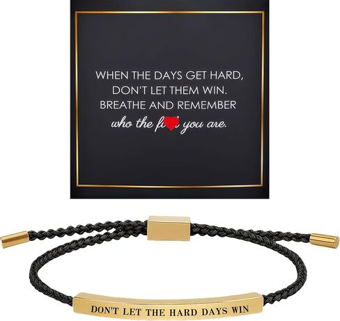 Dont Let The Hard Days Win Motivational Tube Bracelet, Gift Card Handmade Adjustable Bradied Wrap Stainless Steel To My Daughter Son Best Friend For Women Man Jewelry in Saudi Arabia
