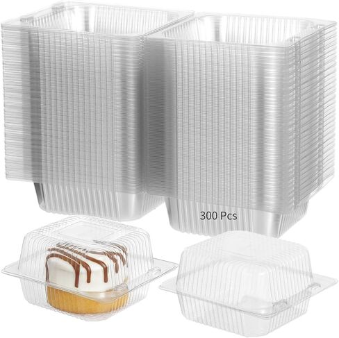 OMISTAR 300 Pcs Plastic Cake Slice Containers - Clamshell Takeout Tray, Disposable Dessert Containers for Salad Cake Dessert Cookies in Kuwait