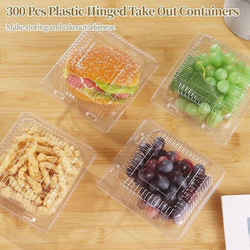 OMISTAR 300 Pcs Plastic Cake Slice Containers - Clamshell Takeout Tray, Disposable Dessert Containers for Salad Cake Dessert Cookies in Kuwait