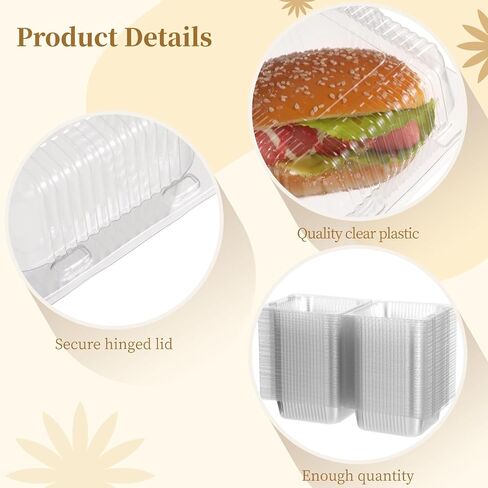 OMISTAR 300 Pcs Plastic Cake Slice Containers - Clamshell Takeout Tray, Disposable Dessert Containers for Salad Cake Dessert Cookies in Kuwait