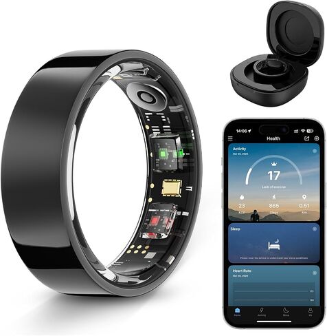 Halo Ring Smart – متوافق مع أنظمة iOS وAndroid، لا يتطلب الاشتراك، عمر بطارية طويل، مزود بتقنية الاستشعار، يدعم اللياقة البدنية، وأكسجين الدم، ومراقبة النوم. in Kuwait