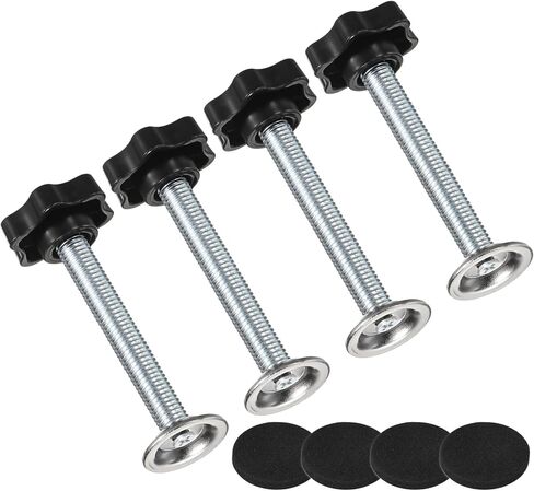 M METERXITY 6 عبوات من براغي اليد ذات المقبض النجمي، M10x60mm مقابض تثبيت على شكل نجمة من الفولاذ الكربوني مع براغي ولوحة ضغط ووسادة مطاطية لأعمال النجارة/المعدات الميكانيكية [أسود] in Kuwait