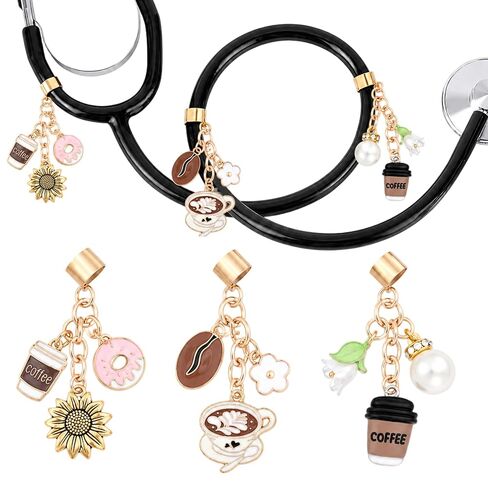 3Pcs Stethoscope Charms for Nurse - Vintage Boho Sun Chain Alloy Pendant Stethoscopes Accessories, Medical Worker Charm Gift for Pediatric Doctor Veterinarian Nursing Student in Kuwait