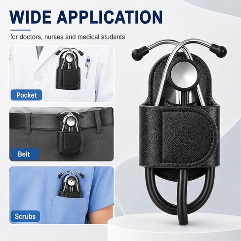Stethoscope Holder for Scrubs,Stethoscope Holder,Stethoscope Holster,Stethoscope Clip,Stethoscope Accessories,Pu Leather,Secure Storage,for Most Stethoscopes, Including Littmann,Cardiology in Kuwait