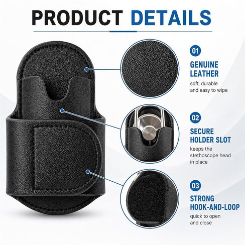 Stethoscope Holder for Scrubs,Stethoscope Holder,Stethoscope Holster,Stethoscope Clip,Stethoscope Accessories,Pu Leather,Secure Storage,for Most Stethoscopes, Including Littmann,Cardiology in Kuwait