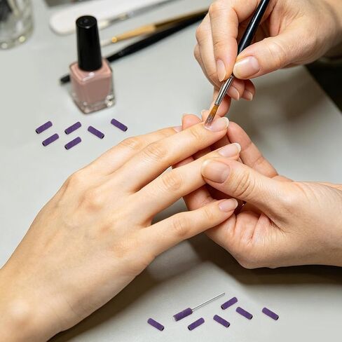 Lurrose 100pcs Nail Drill Replacement Bands for Professional Nail Technicians, Small Purple Mini Sanding Bands with Flexible Fit and Smooth Buffing, Stainless Steel Shafts Included in Kuwait