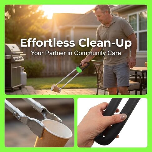 Operitacx Long Garbage Picker Grabber - Heavy Duty Long Metal Trash Tong with Anti-Slip Handle - Ergonomic Litter Pickup Tool for Outdoor Yard Trash Collecting in Saudi Arabia