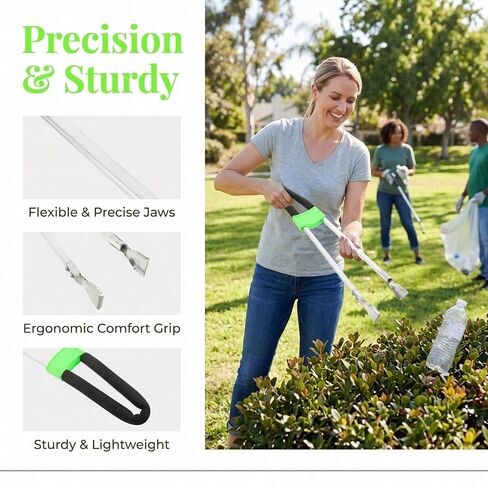 Operitacx Long Garbage Picker Grabber - Heavy Duty Long Metal Trash Tong with Anti-Slip Handle - Ergonomic Litter Pickup Tool for Outdoor Yard Trash Collecting in Saudi Arabia
