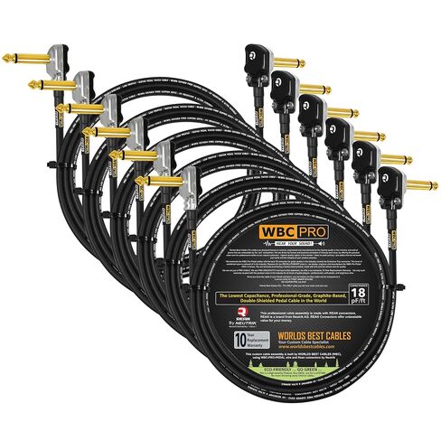 6 وحدات - 5 أقدام - دواسة WBC-PRO - 22 AWG - غطاء منخفض (18pF/قدم) - درجة احترافية - قائم على الجرافيت - دواسة مزدوجة الحماية، تأثيرات، رقعة، كابل أداة مع موصلات Pancake TS مطلية بالذهب من Neutrik-Rean in Kuwait