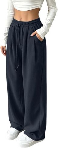 Loose Sweatpants Women Drawstring High Waist Comfy Pants with Pockets in Kuwait