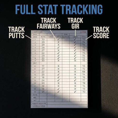 Premium Golf Scorecards 20/40 Pack | Extra Thick 120gsm Cardstock Score Keeper with Shot Tracking | Track Putts, Fairways, GIR & Score | Standard 3.9"x5.9" Size Fits Most Holders & Cart Clips (20) in Kuwait