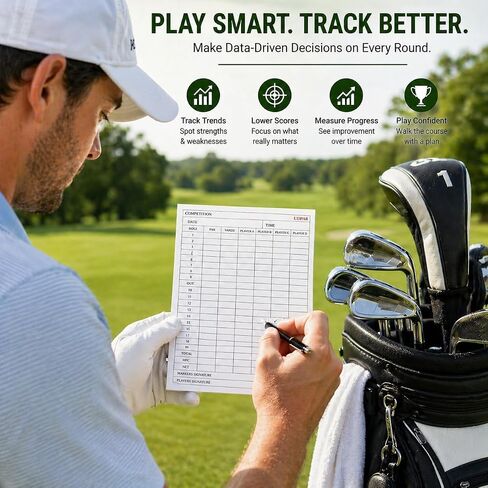 Premium Golf Scorecards 20/40 Pack | Extra Thick 120gsm Cardstock Score Keeper with Shot Tracking | Track Putts, Fairways, GIR & Score | Standard 3.9"x5.9" Size Fits Most Holders & Cart Clips (20) in Kuwait