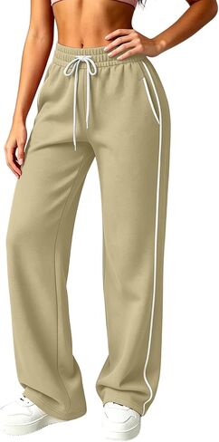 الجانب الجانب شريط Sweatpants المرأة الرباط مرونة الخصر السراويل عارضة in Kuwait