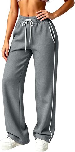 الجانب الجانب شريط Sweatpants المرأة الرباط مرونة الخصر السراويل عارضة in Kuwait