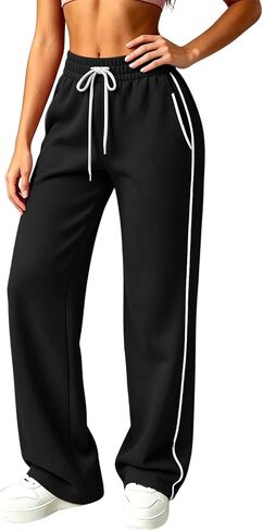 الجانب الجانب شريط Sweatpants المرأة الرباط مرونة الخصر السراويل عارضة in Kuwait