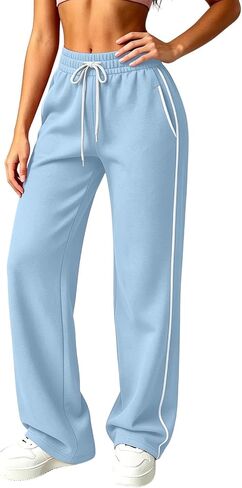 الجانب الجانب شريط Sweatpants المرأة الرباط مرونة الخصر السراويل عارضة in Kuwait