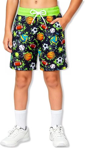Cozople Boys Mesh Athletic Shorts Quick Dry Breathable 3D Print with Pocket | Boys Running Short Lightweight Stretchy Basketball Short with Drawstring Contrast Waist for 7-14 Years Kids Sport Training in Saudi Arabia